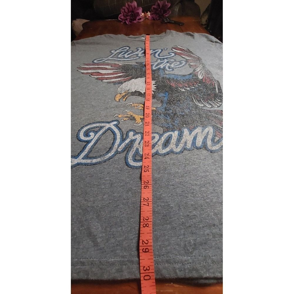 Graphic T-Shirt Eagle Livin' the Dream Patriotic USA Flag Print XXL - Picture 5 of 6
